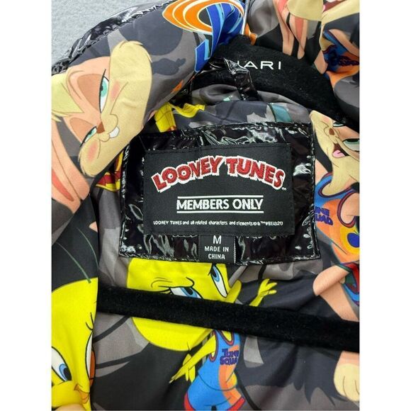 Members Only x Space Jam High Shine Puffer Jacket - Black Size M - Picture 3 of 10